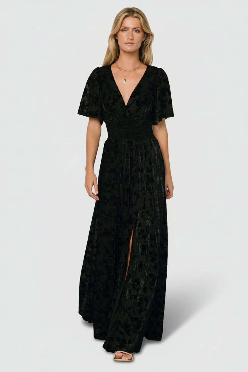 Veronica Velvet Maxi Dress | Black - Image 5