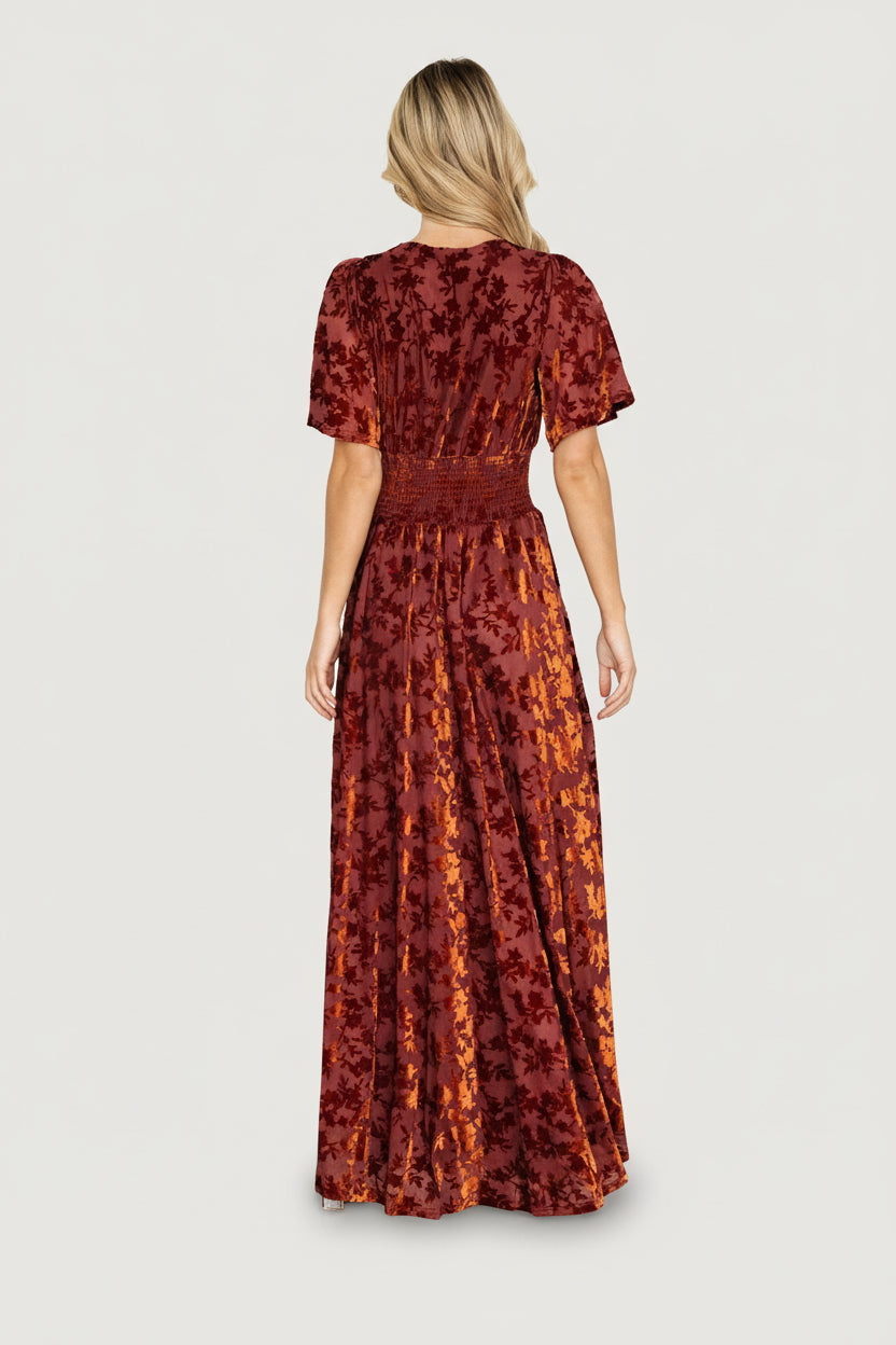 Veronica Velvet Maxi Dress | Rust - Image 4