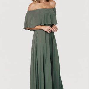 Victoria Off Shoulder Maxi Dress | Dark Sage