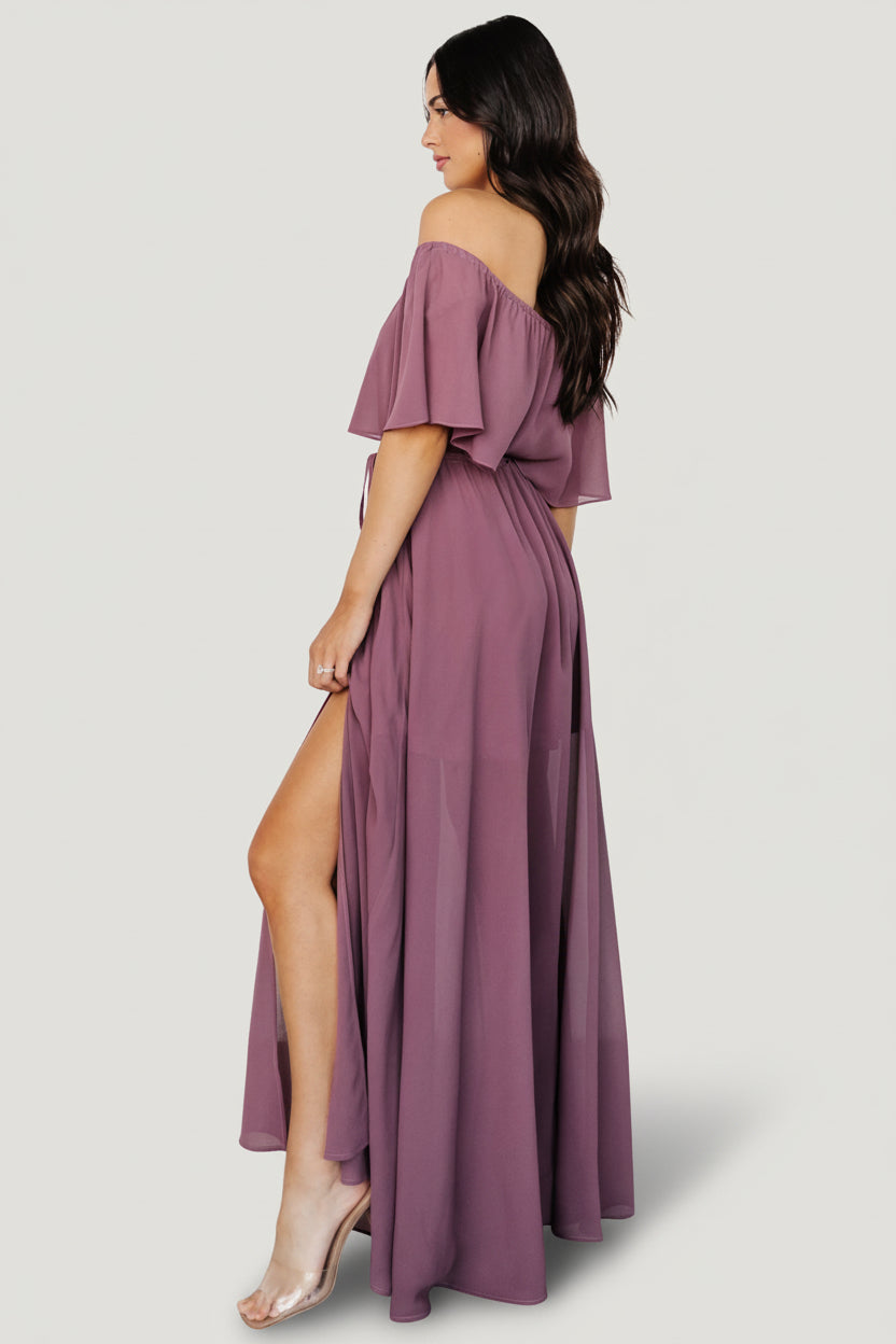 Victoria Off Shoulder Maxi Dress | Vintage Plum - Image 2