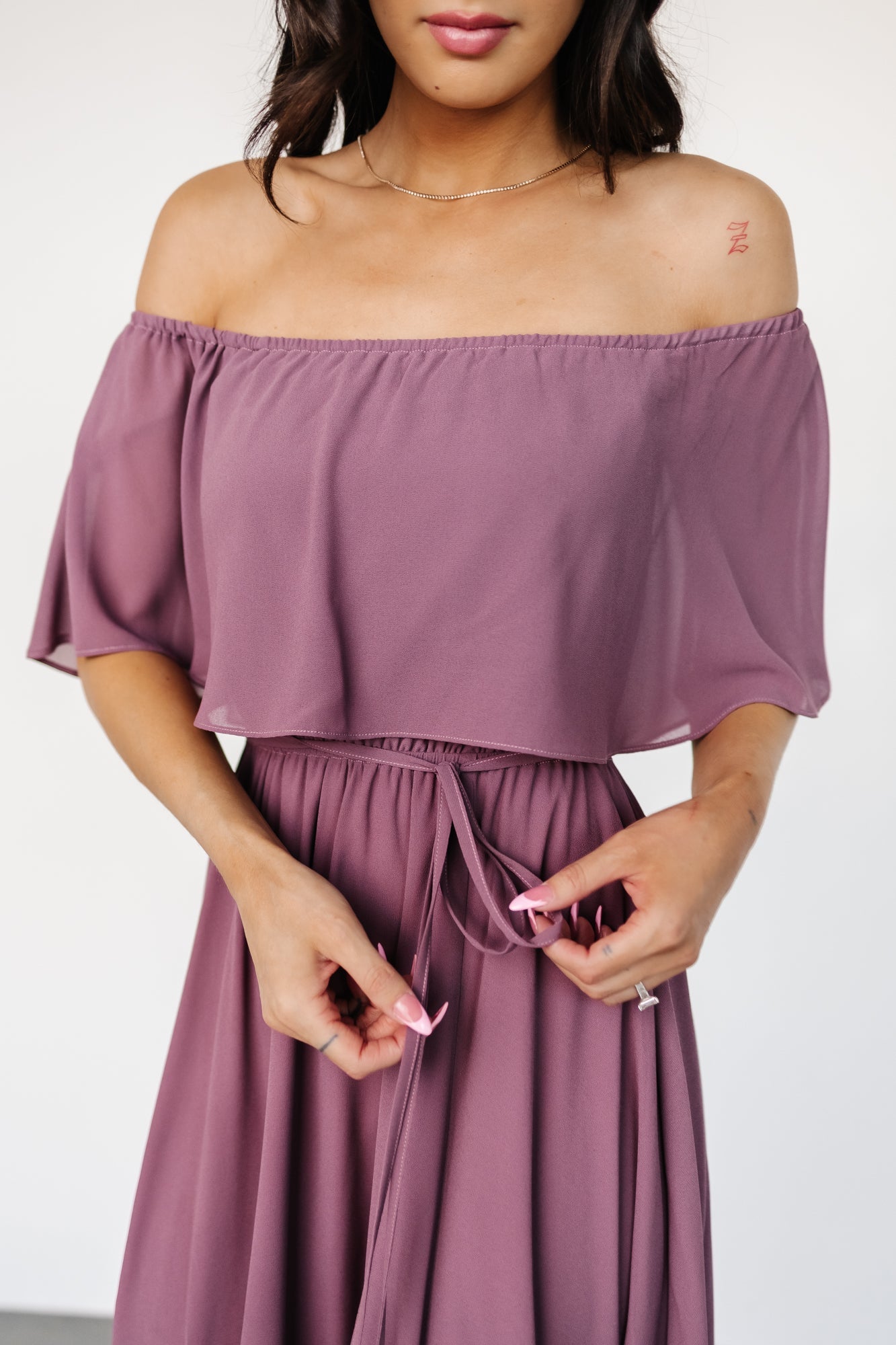 Victoria Off Shoulder Maxi Dress | Vintage Plum - Image 4
