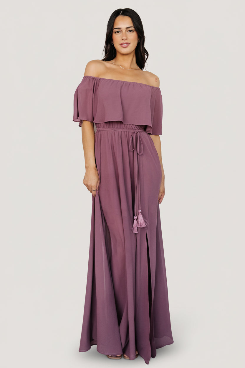 Victoria Off Shoulder Maxi Dress | Vintage Plum