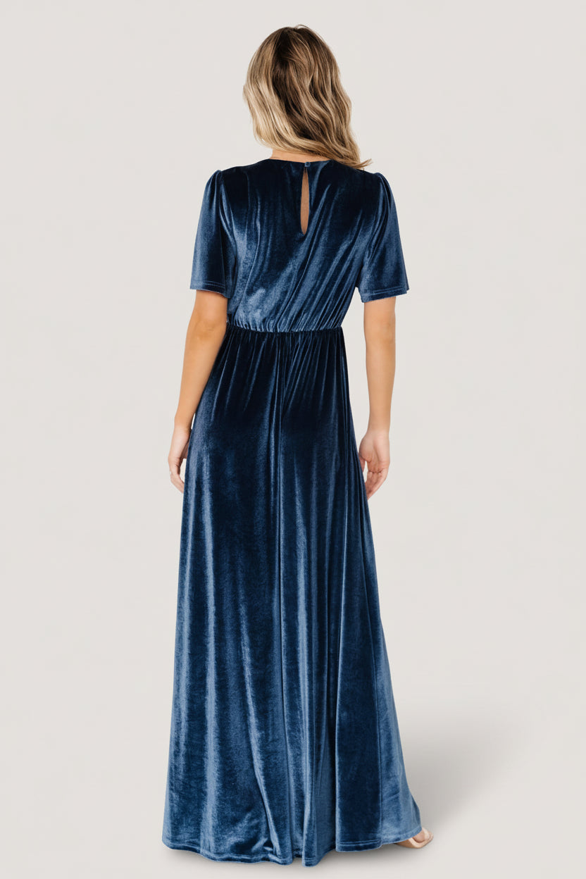 Vivian Velvet Maxi Dress | Blue - Image 5