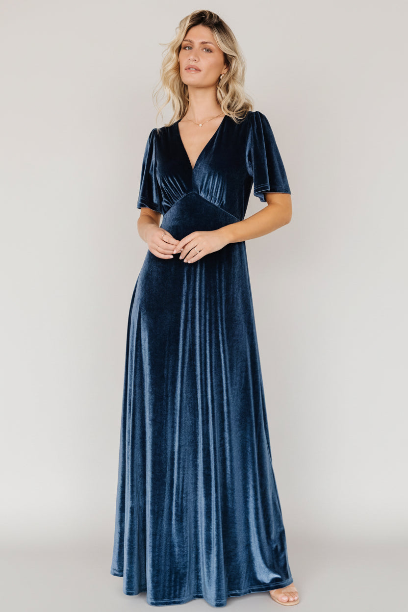 Vivian Velvet Maxi Dress | Blue