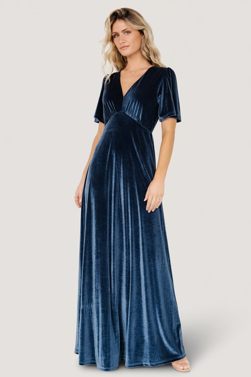 Vivian Velvet Maxi Dress | Blue - Image 2