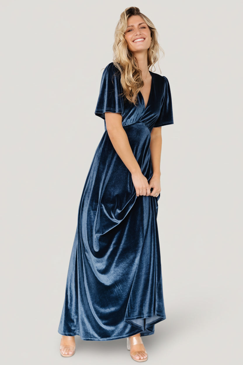 Vivian Velvet Maxi Dress | Blue - Image 6