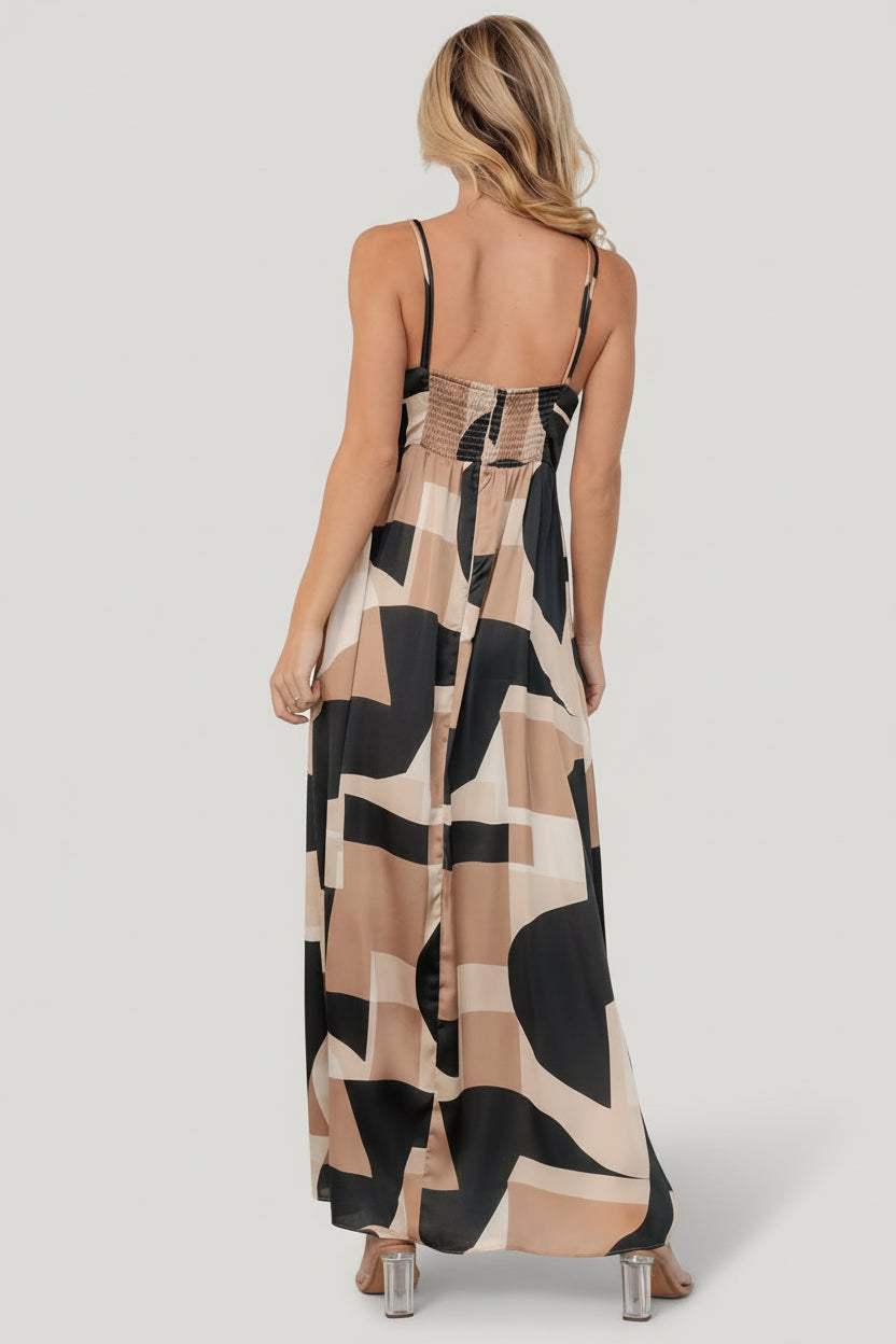 Xanthe Slip Dress | Midnight + Taupe Print - Image 3