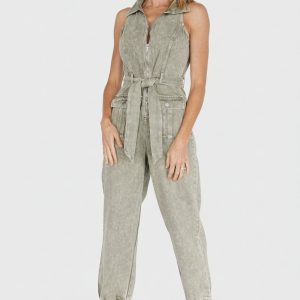 Zahara Sleeveless Jumpsuit | Washed Olive