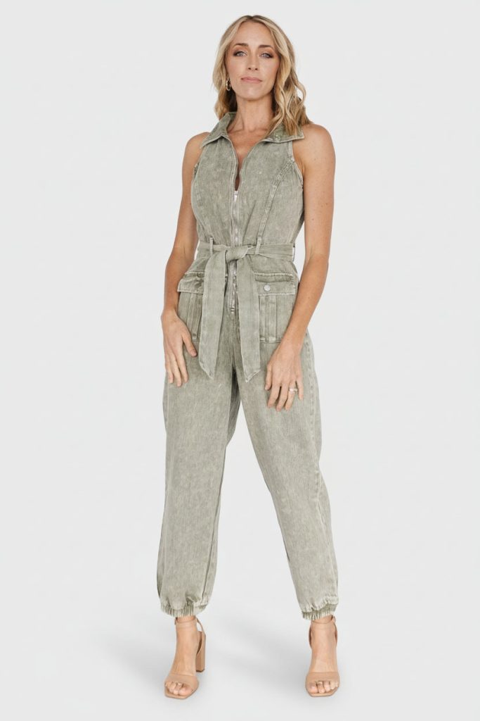 Zahara Sleeveless Jumpsuit | Washed Olive